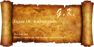 Gyurik Kerecsen névjegykártya